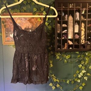 Killstar Black Lace Buttoned Blouse